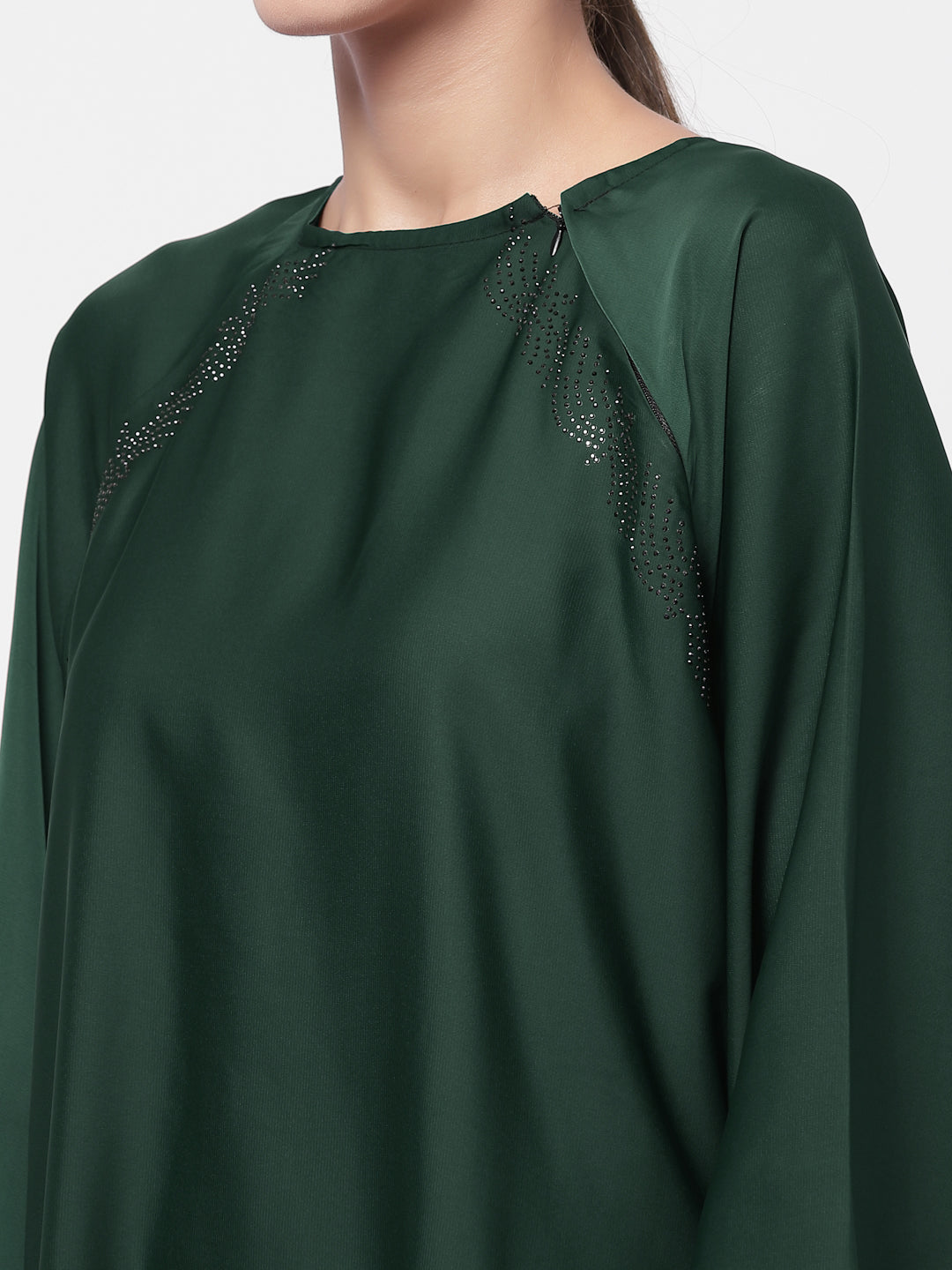 Klotthe Women Green Embellished Burqa With Scarves