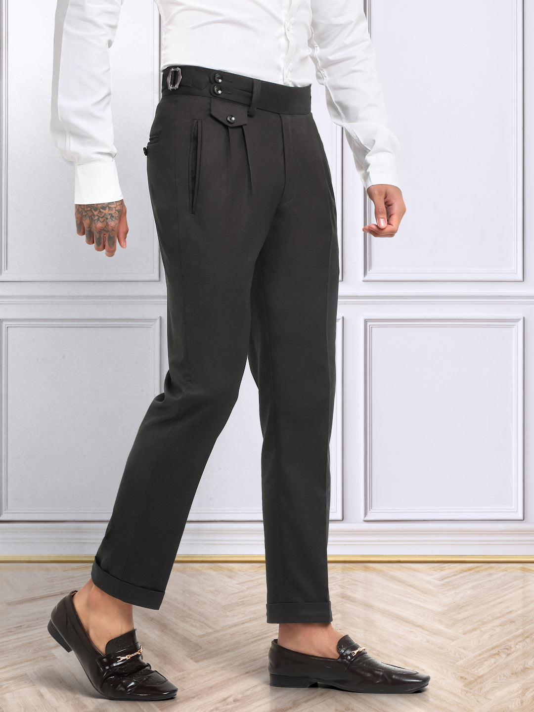 Italian Style Formal Gurkha Pant-DarkBrown