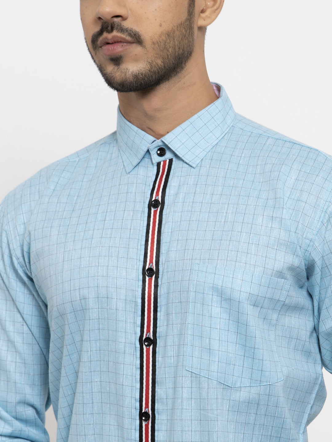 KLOTTHE Blue Cotton Checked Shirts