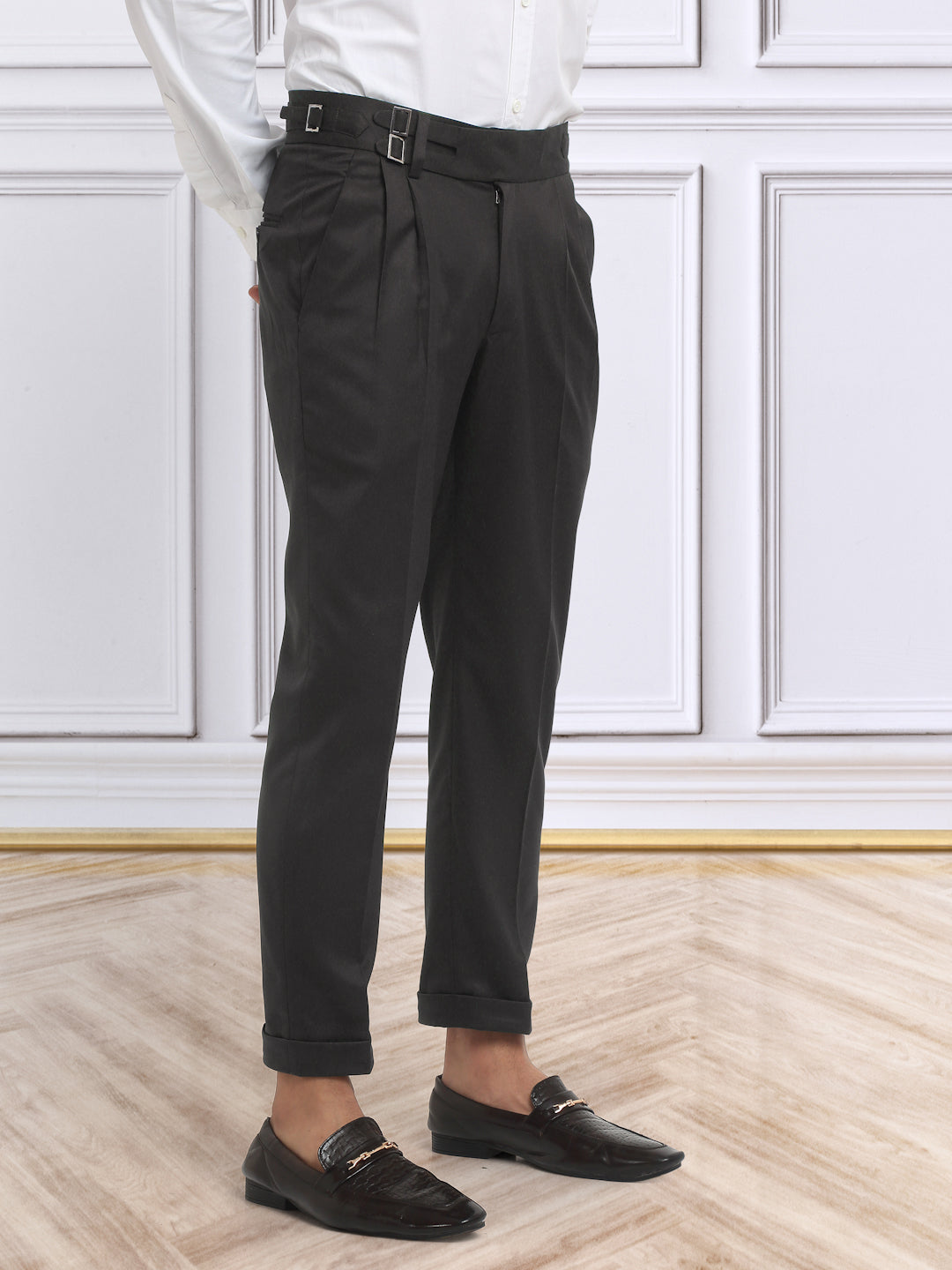 Italian Style Formal Gurkha Pant-DarkBrown