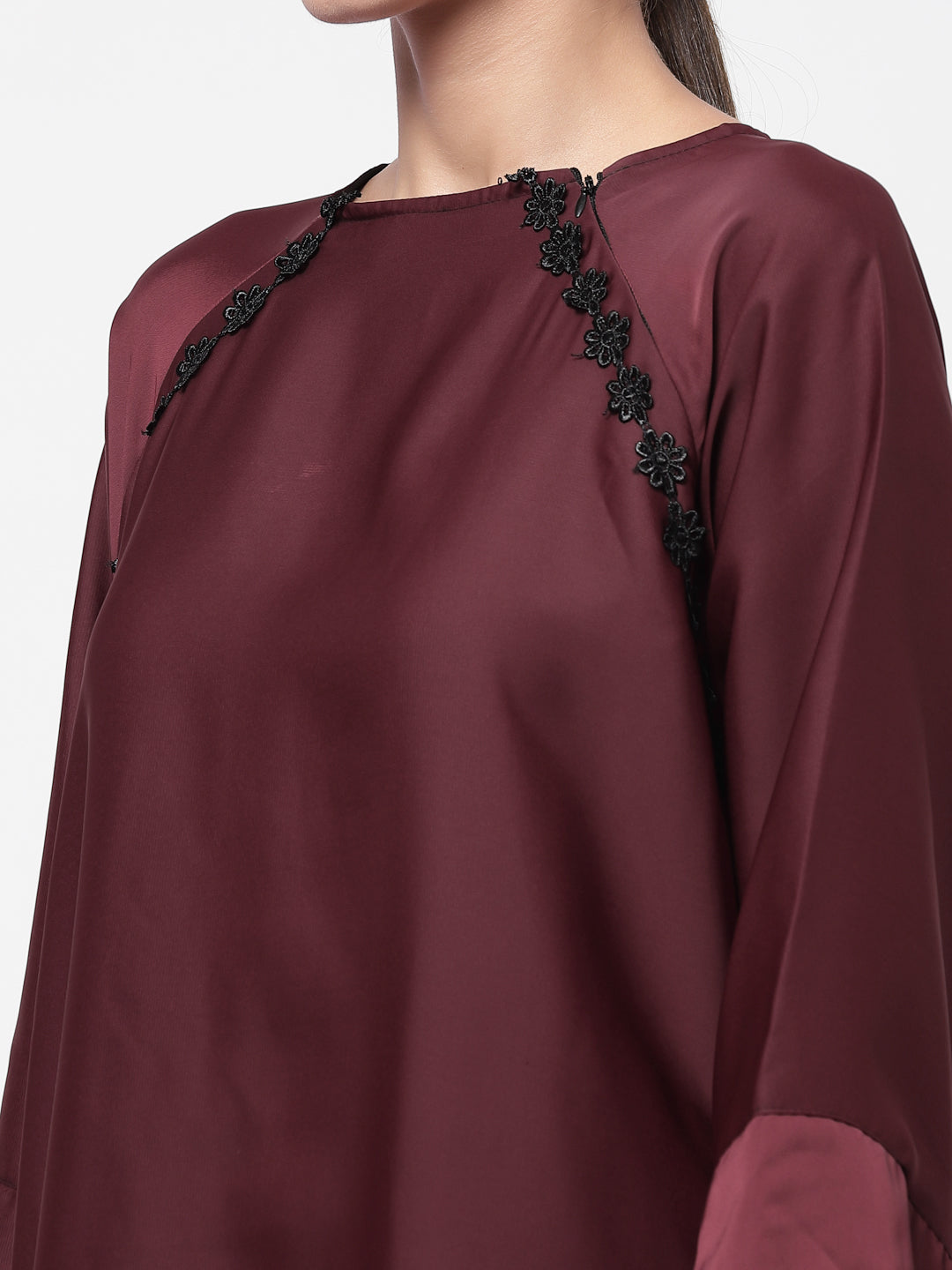 Klotthe Women Maroon Embellished Burqa With Scarves