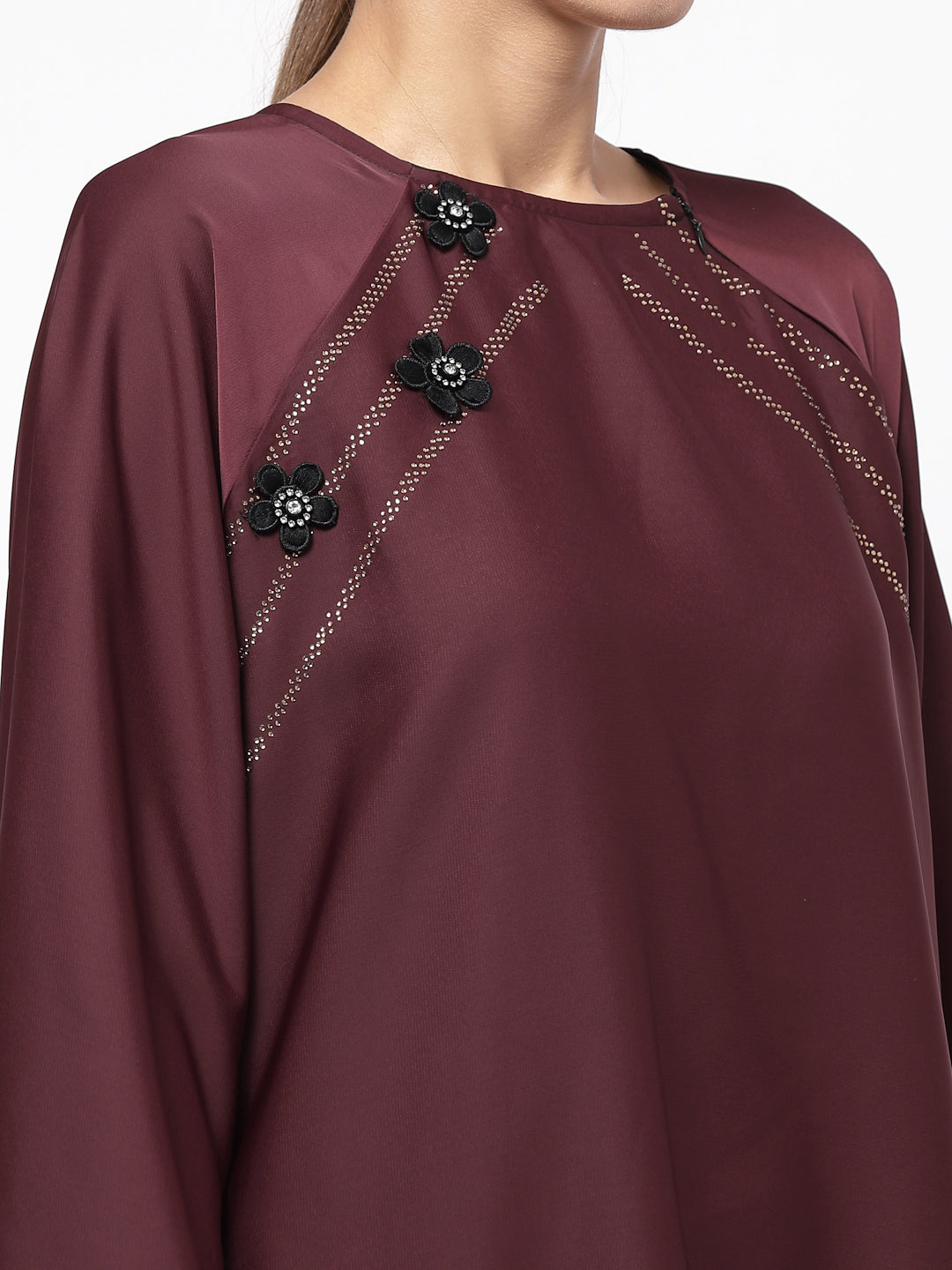 Klotthe Women Maroon Embellished Burqa With Scarves