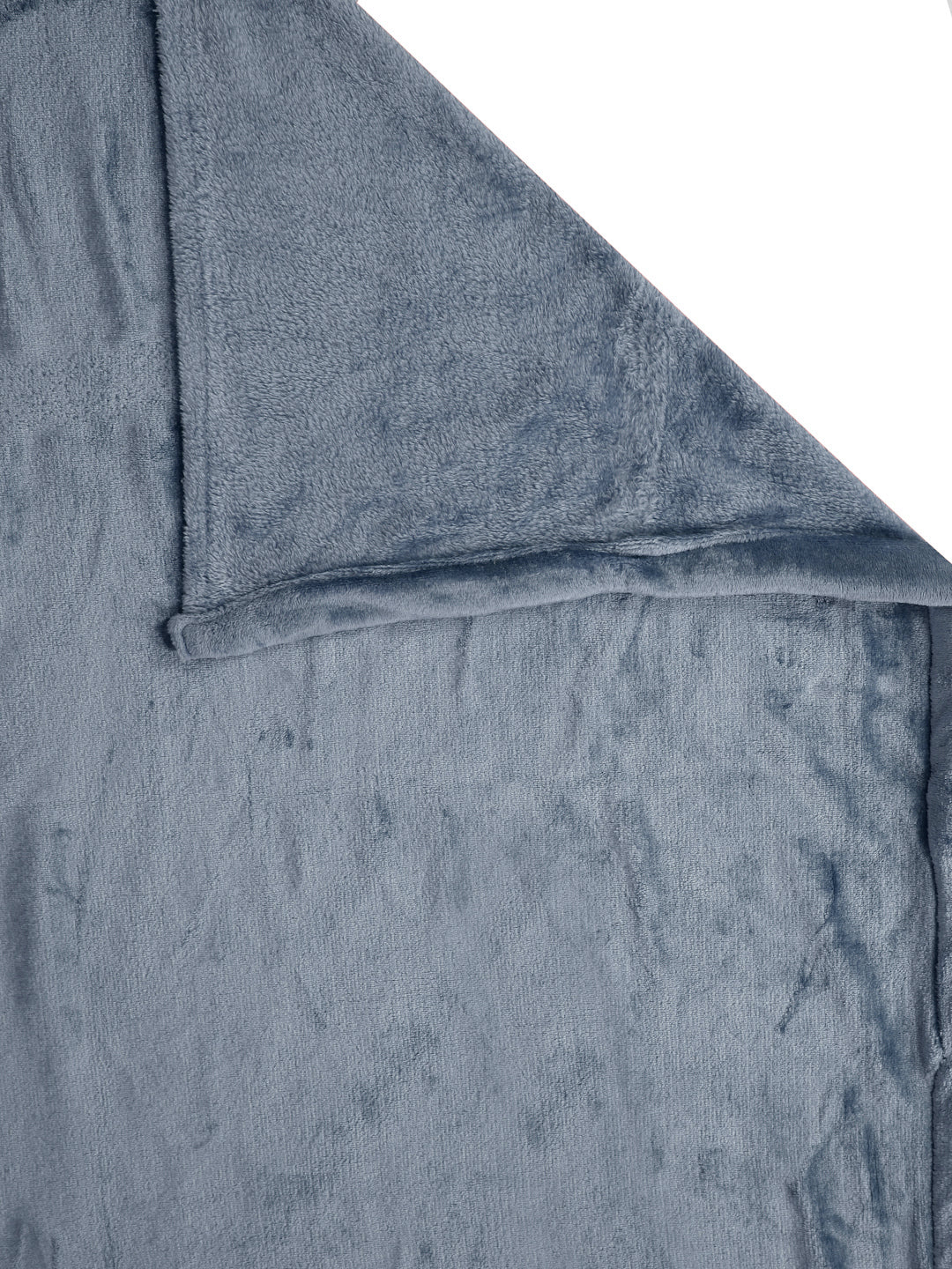 Klotthe Grey Solid Woolen Single Bed Sheet with Pillow Cover