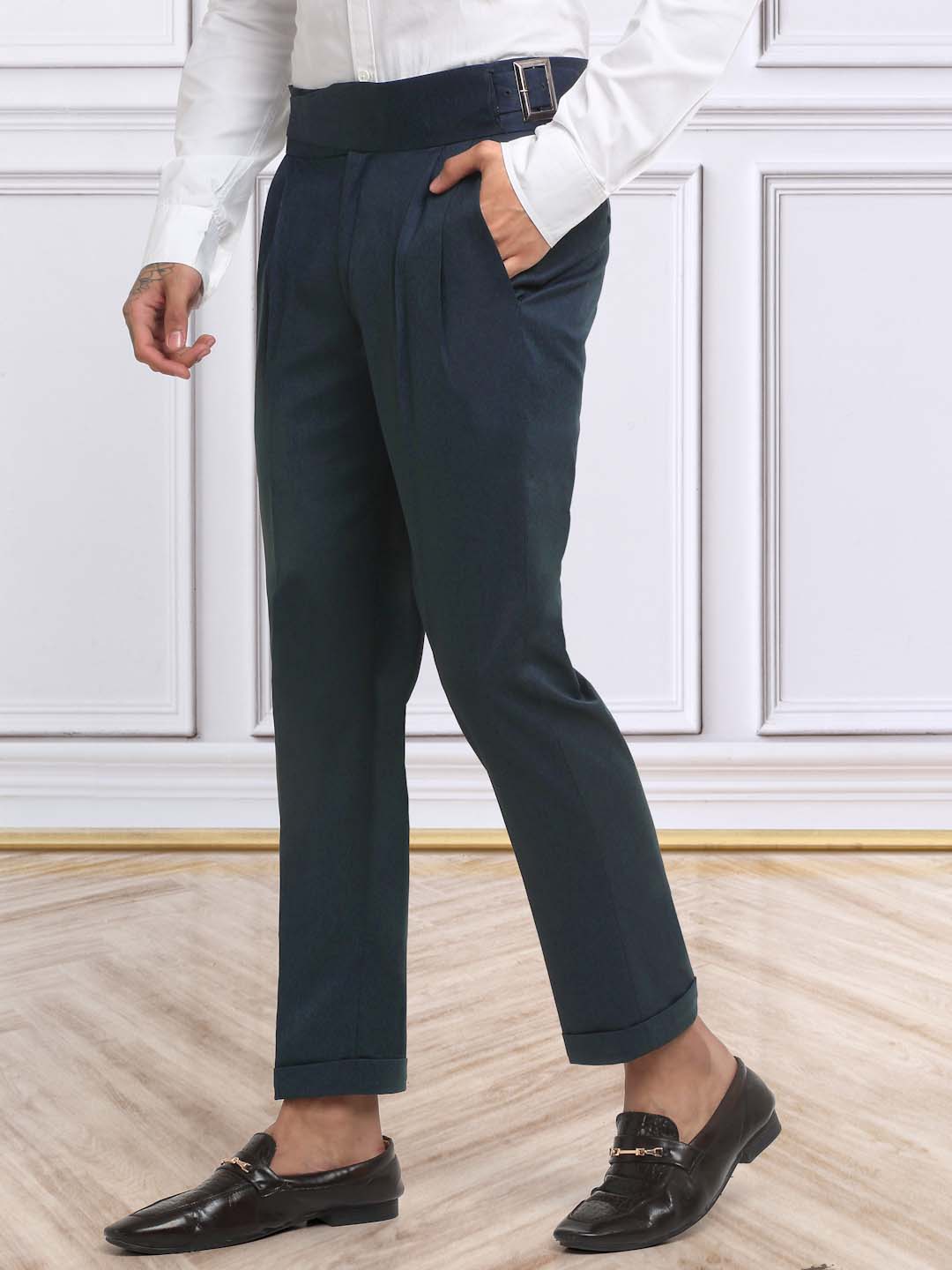 Italian Style Formal Gurkha Pant-NavyBlue