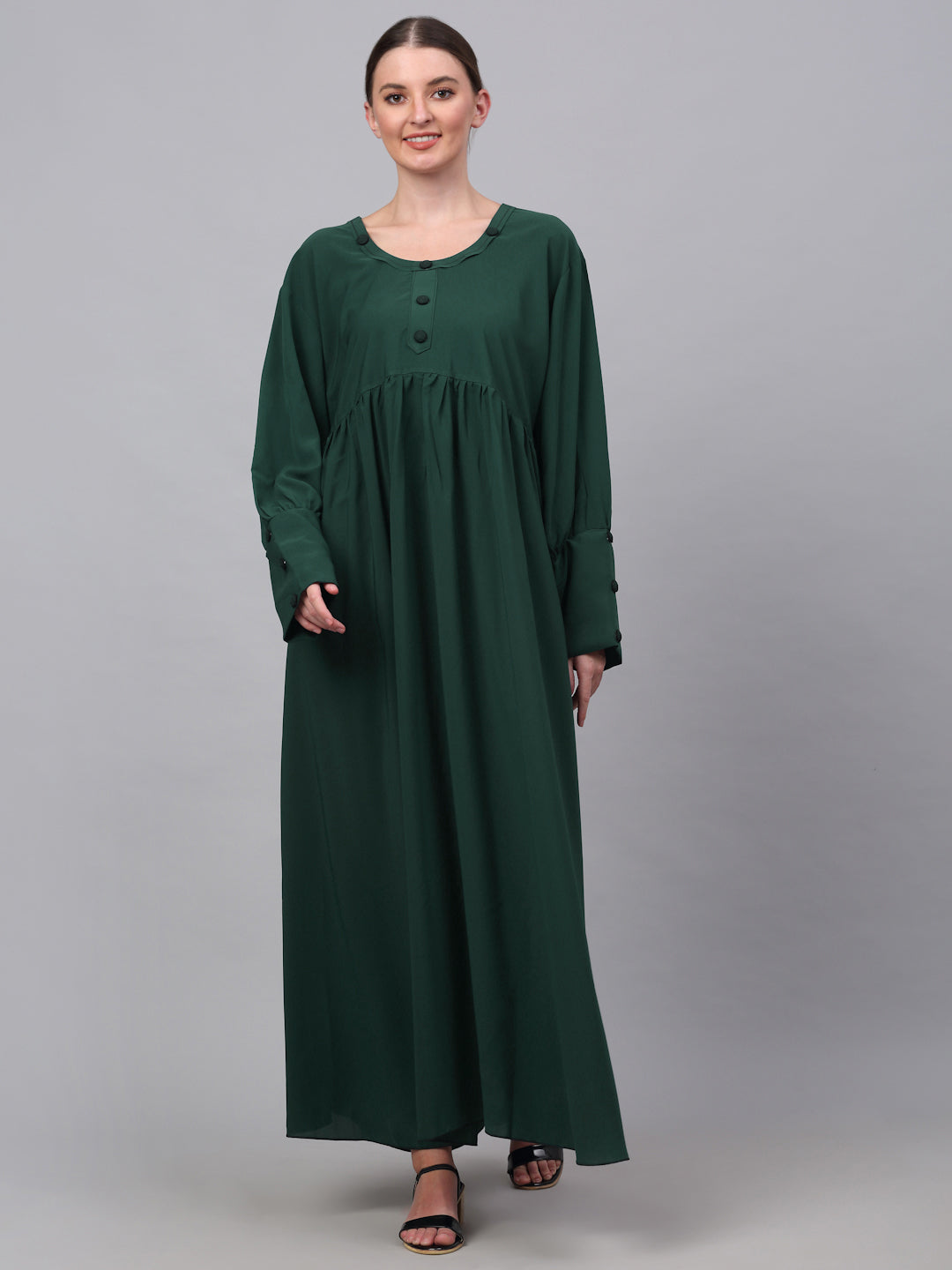 Klotthe Women Green Embellished Burqa With Scarves