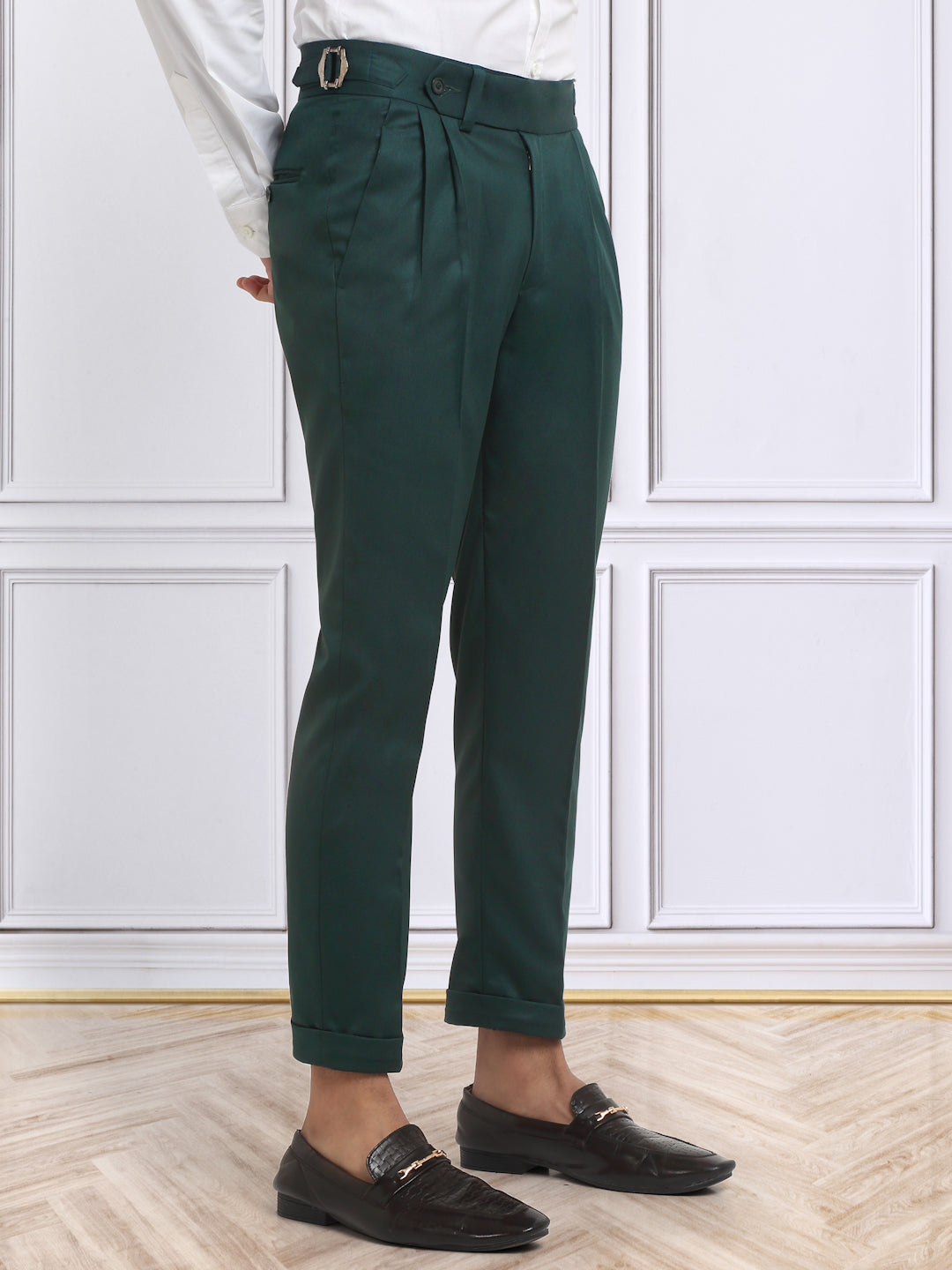 Italian Style Formal Gurkha Pant-BottleGreen