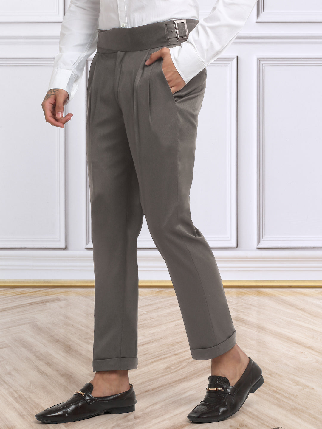 Italian Style Formal Gurkha Pant-Brown