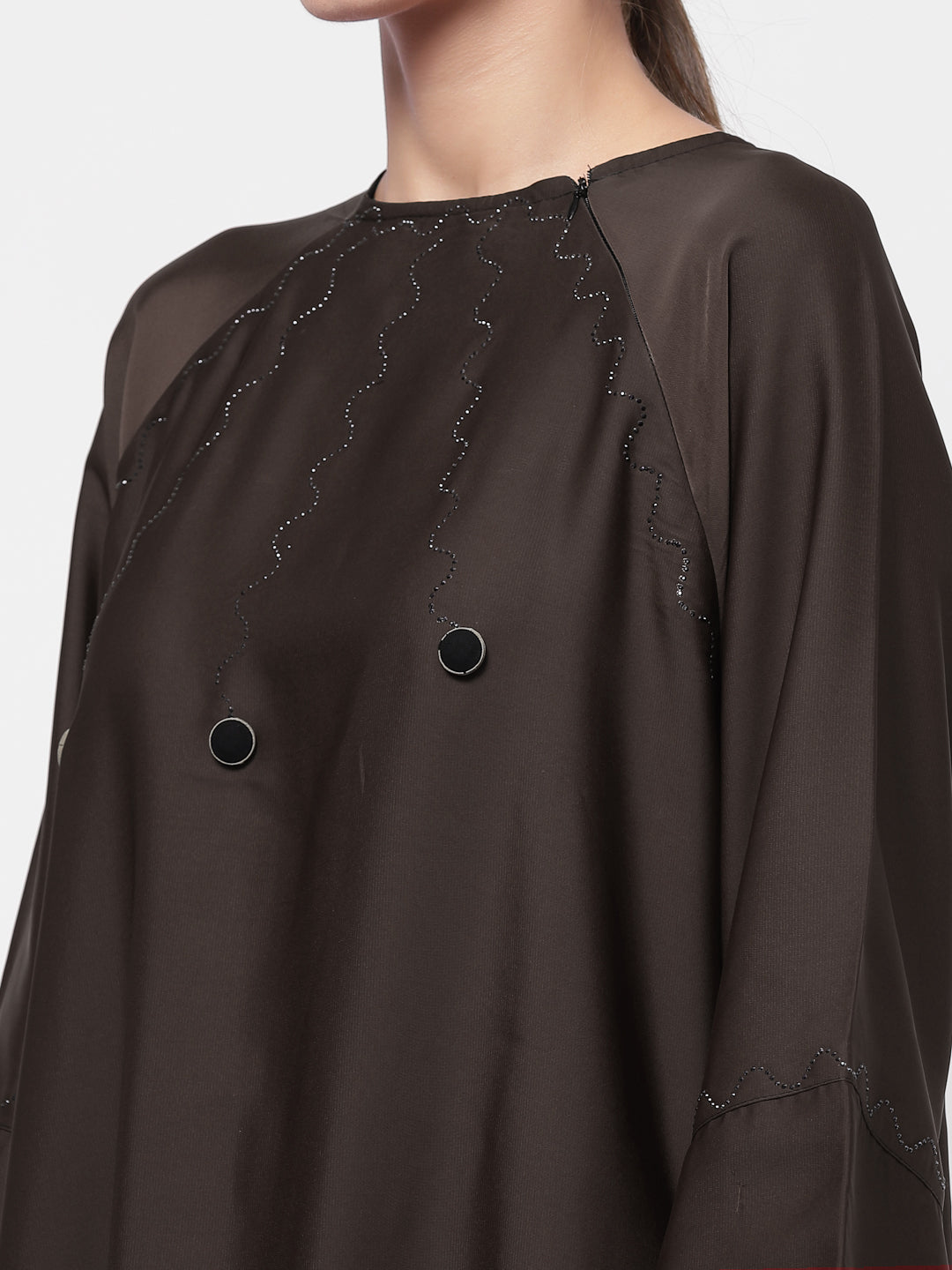 Klotthe Women Brown Embellished Burqa With Scarves