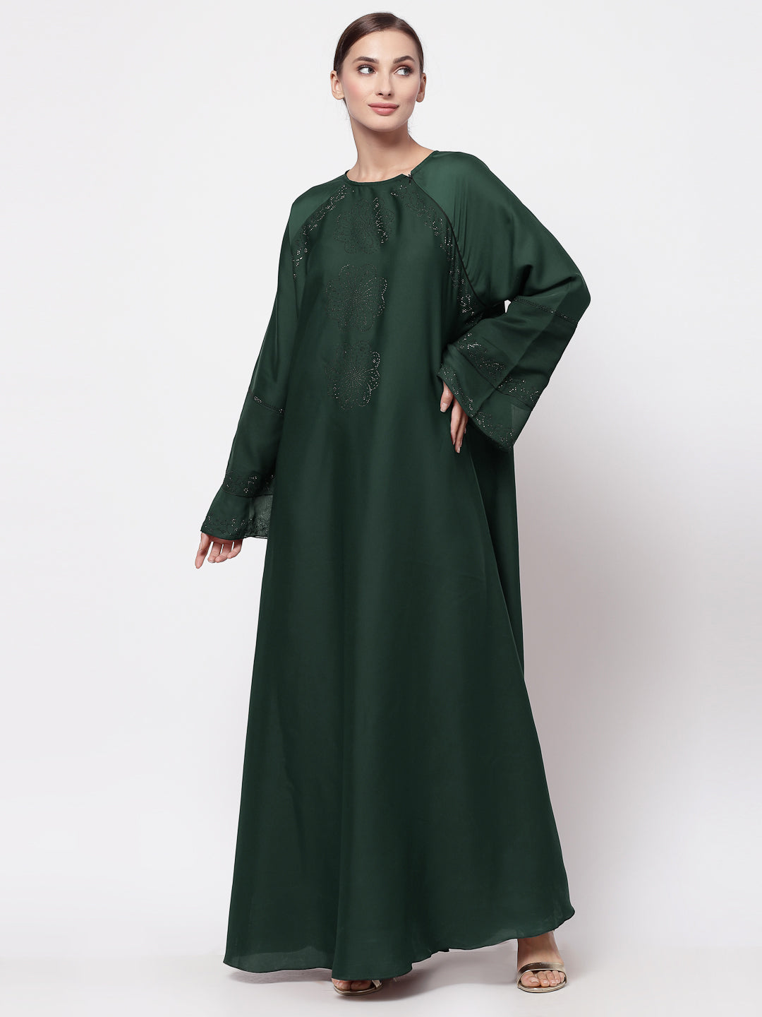 Klotthe Women Green Embellished Burqa With Scarves