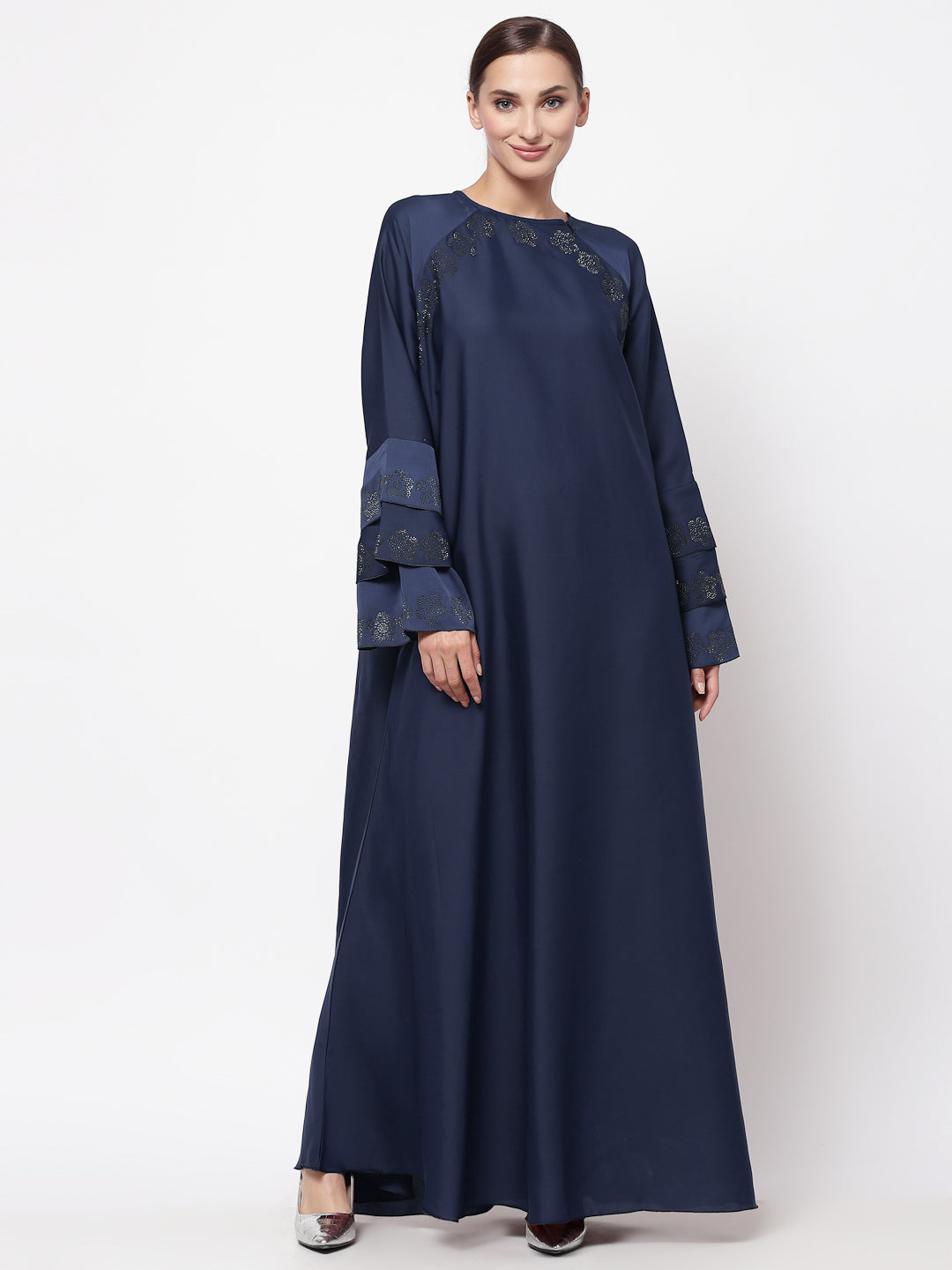 Klotthe Women Blue Embellished Burqa With Scarves