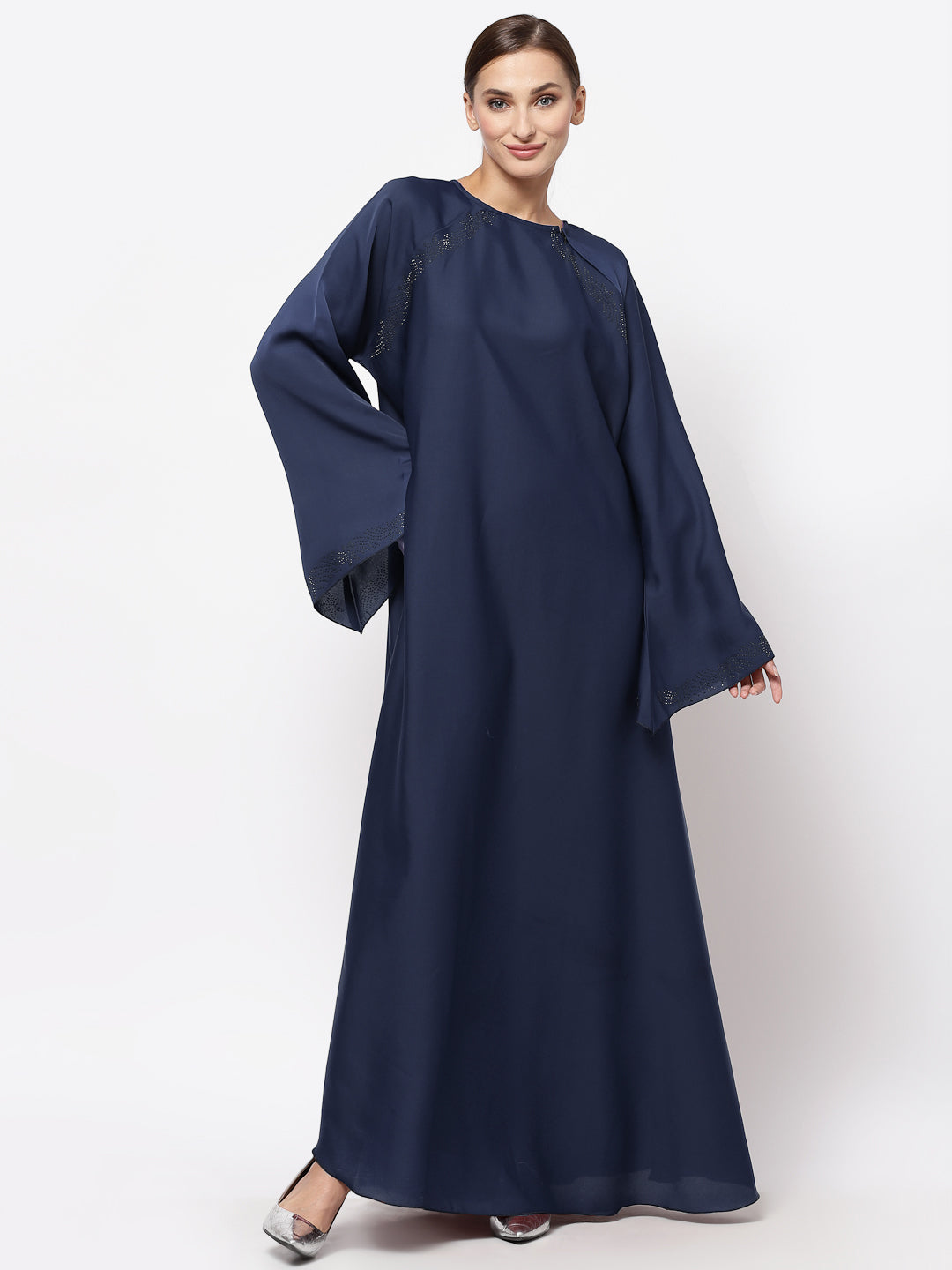 Klotthe Women Blue Embellished Burqa With Scarves