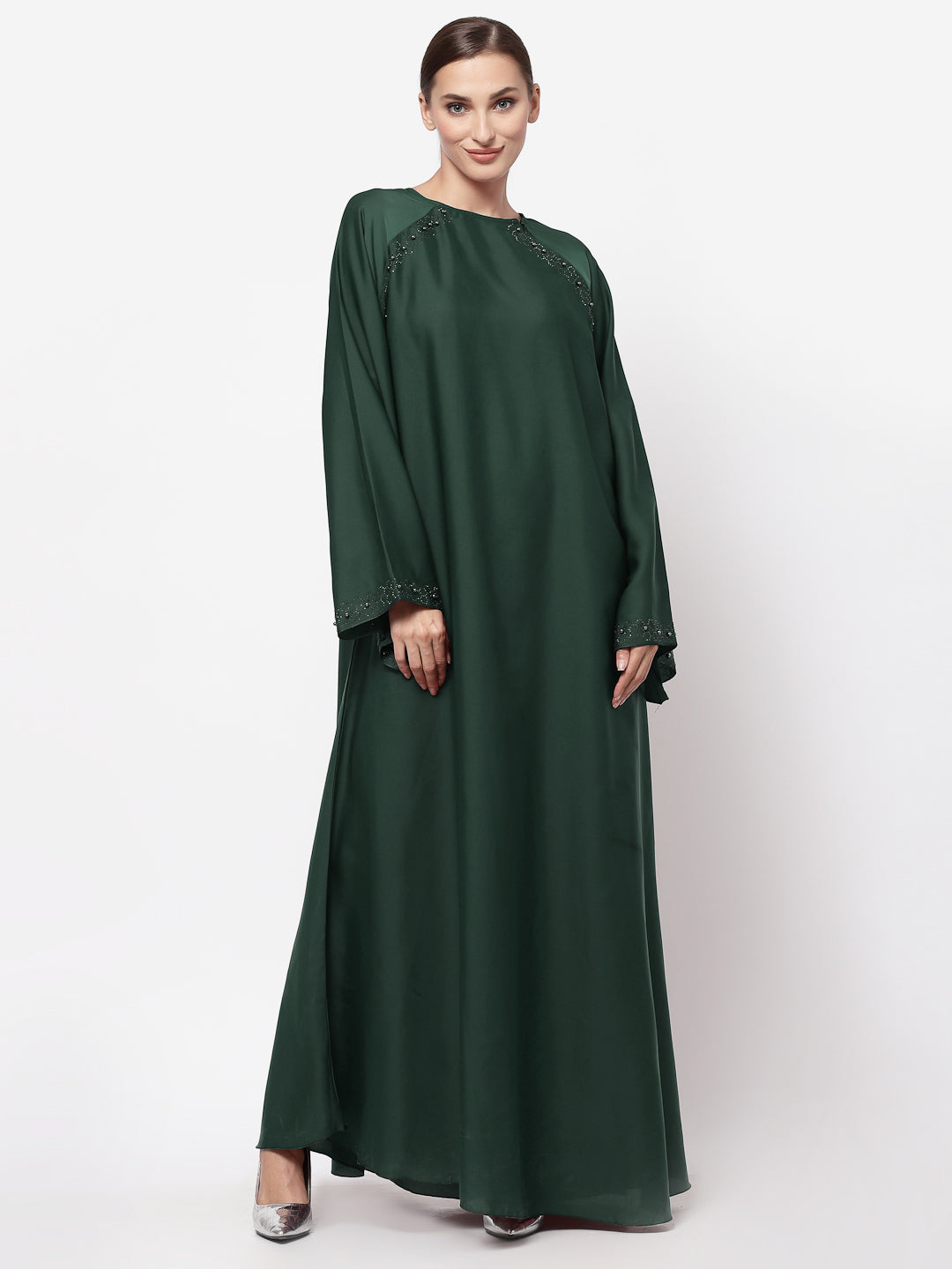 Klotthe Women Green Embellished Burqa With Scarves