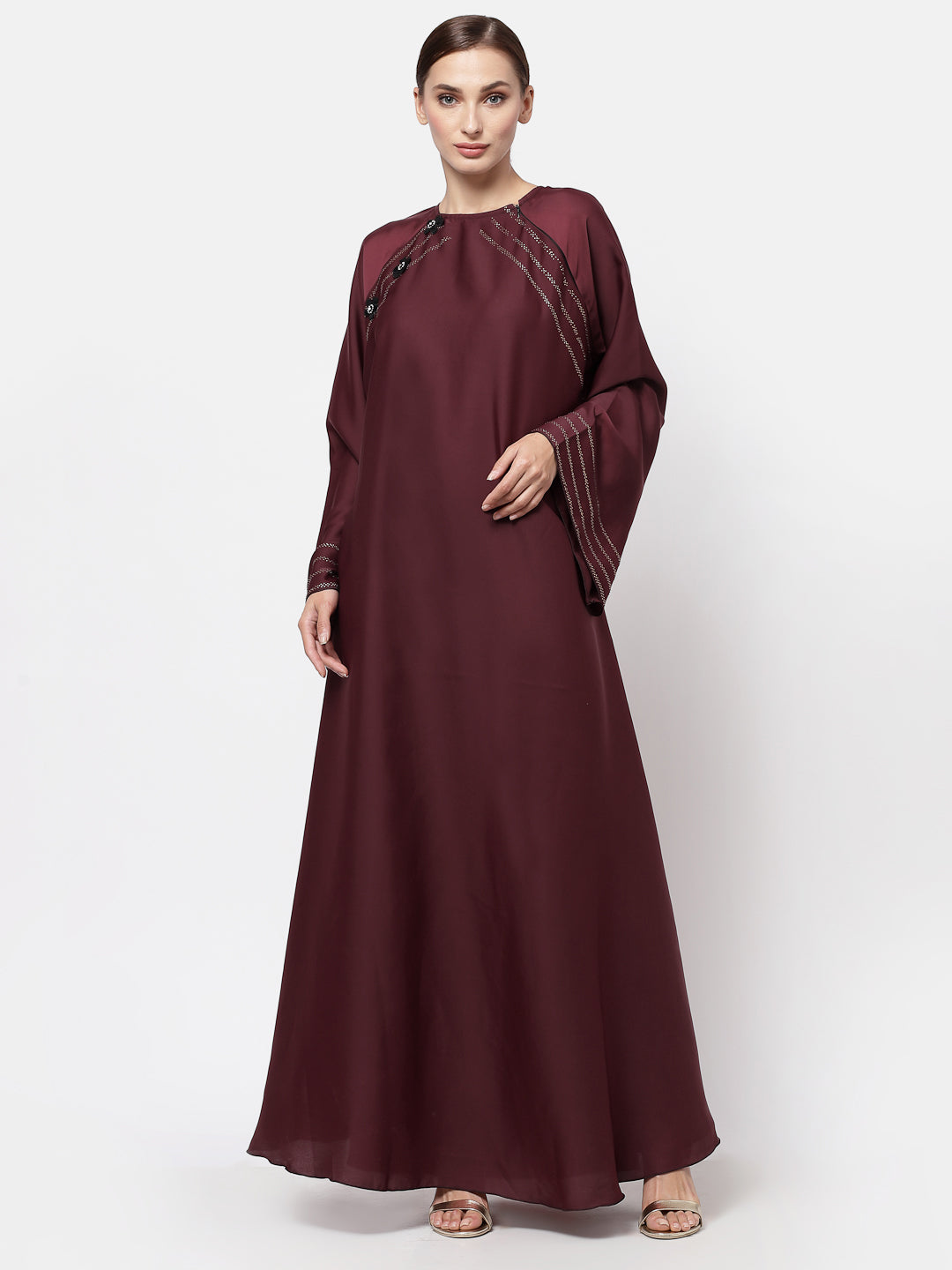 Klotthe Women Maroon Embellished Burqa With Scarves