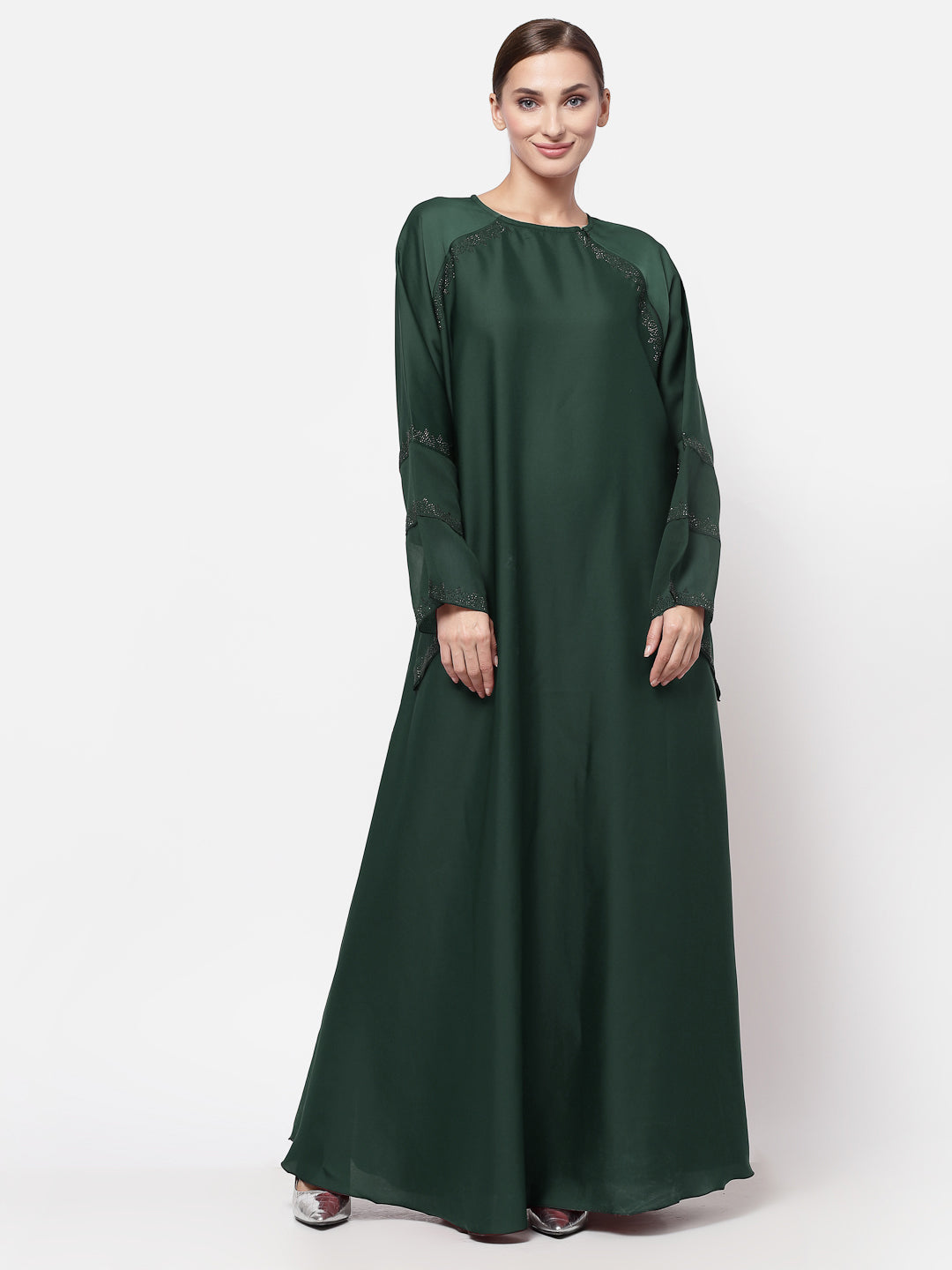 Klotthe Women Green Embellished Burqa With Scarves