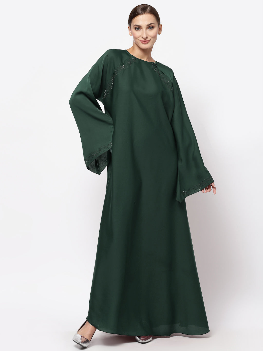 Klotthe Women Green Embellished Burqa With Scarves