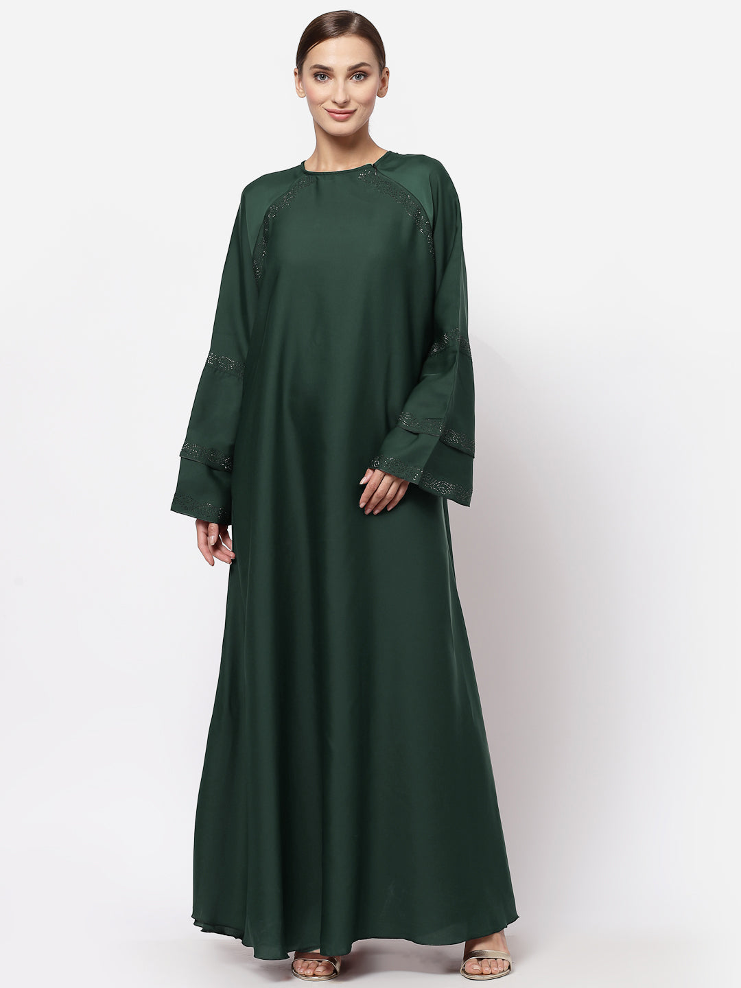 Klotthe Women Green Embellished Burqa With Scarves