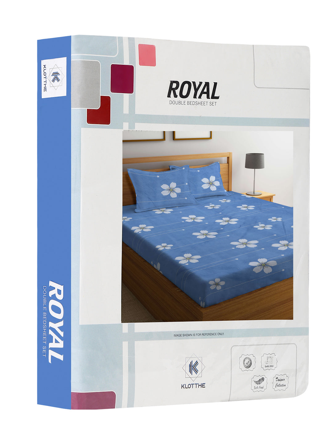 Klotthe Blue Floral 300 TC Cotton Blend Double Bed Sheet with 2 Pillow Covers in Book Fold Packing