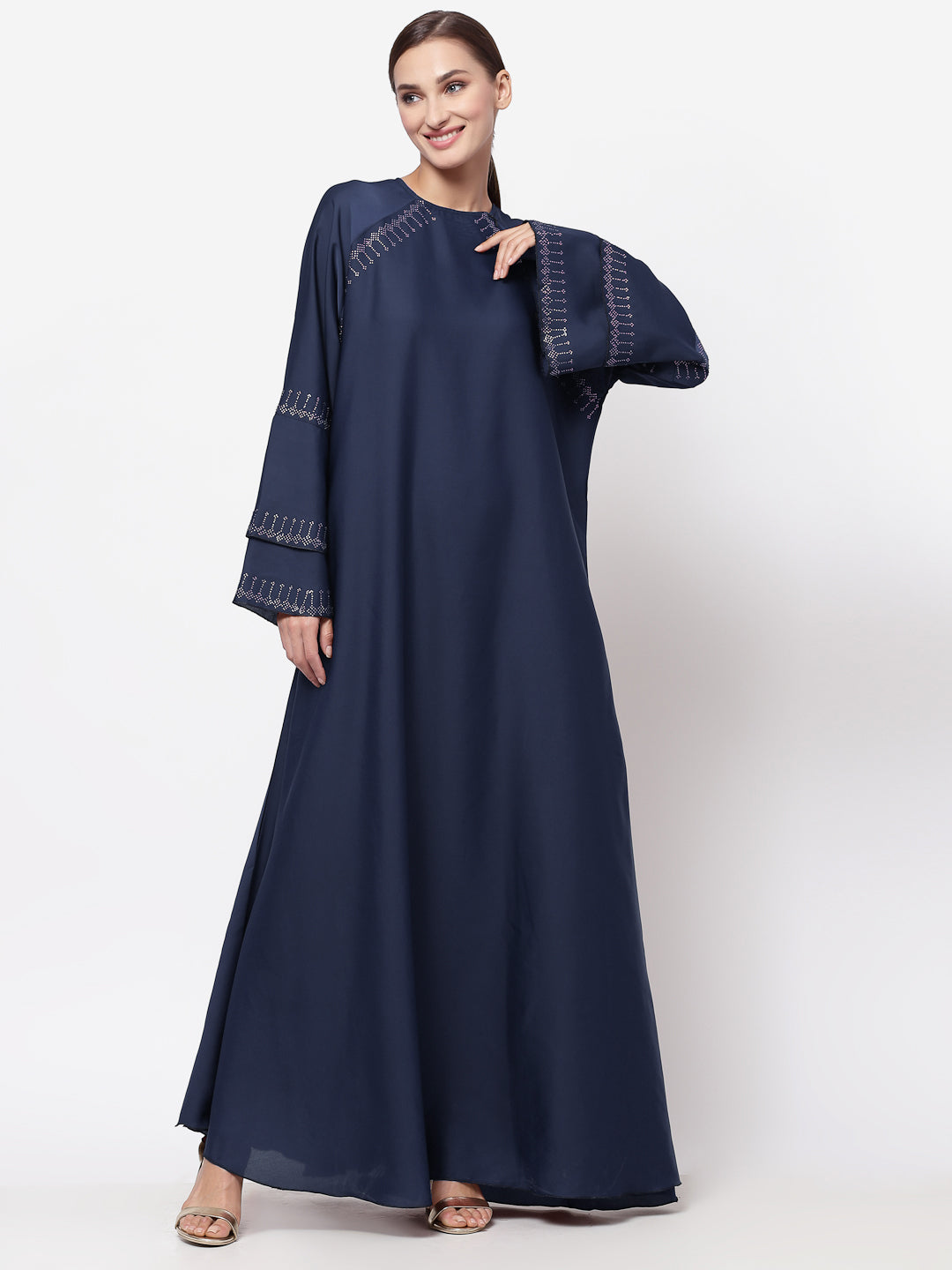 Klotthe Women Blue Embellished Burqa With Scarves