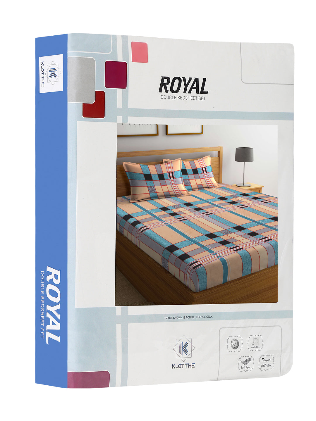 Klotthe Multi Striped 300 TC Cotton Blend Double Bed Sheet with 2 Pillow Covers in Book Fold Packing