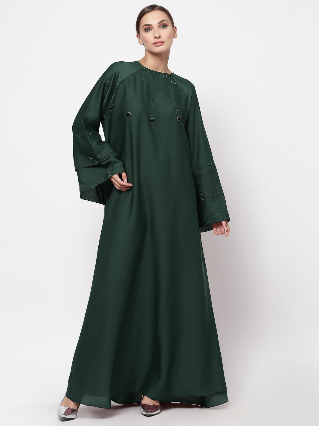 Klotthe Women Green Embellished Burqa With Scarves