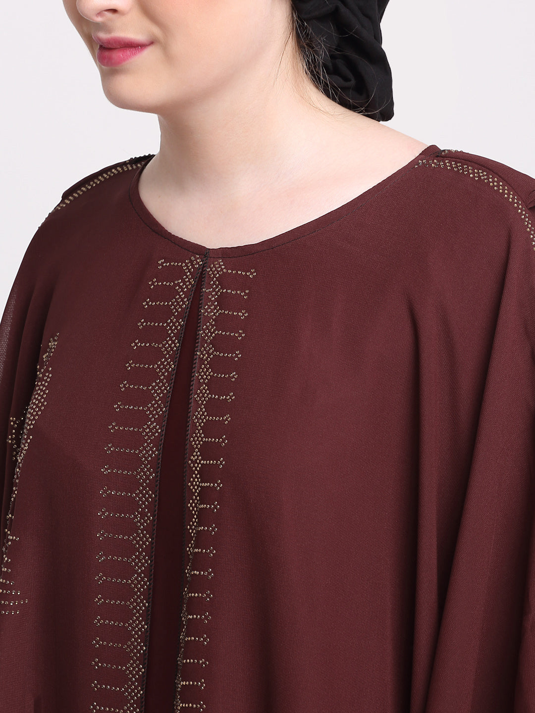 Klotthe Women Maroon Embellished Burqa With Scarves