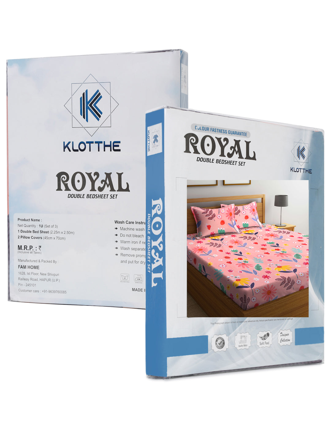 Klotthe Multi Floral 300 TC Cotton Blend Double Bed Sheet with 2 Pillow Covers in Book Fold Packing