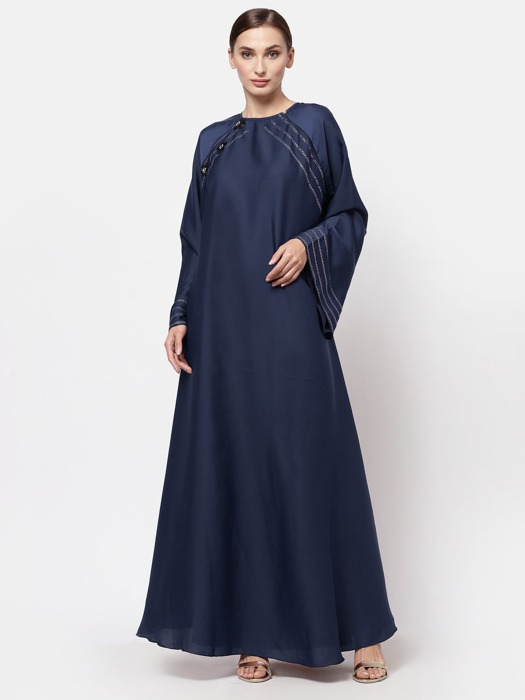 Klotthe Women Blue Embellished Burqa With Scarves