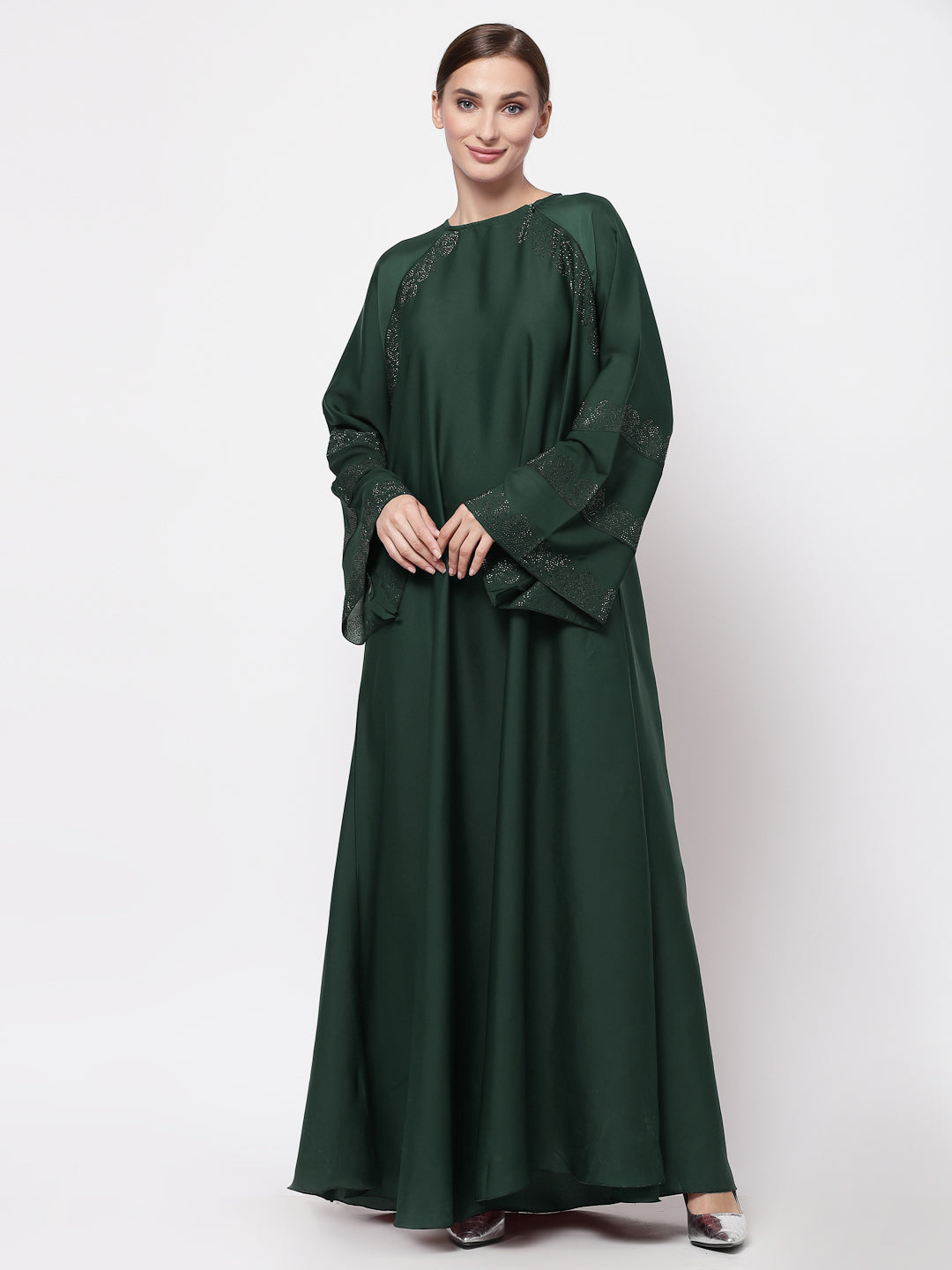 Klotthe Women Green Embellished Burqa With Scarves