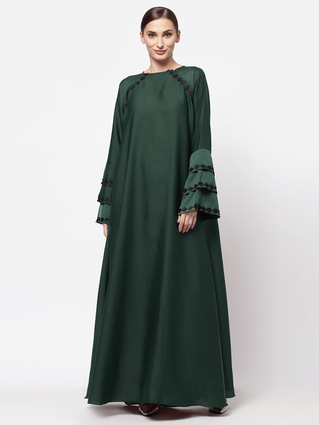 Klotthe Women Green Embellished Burqa With Scarves