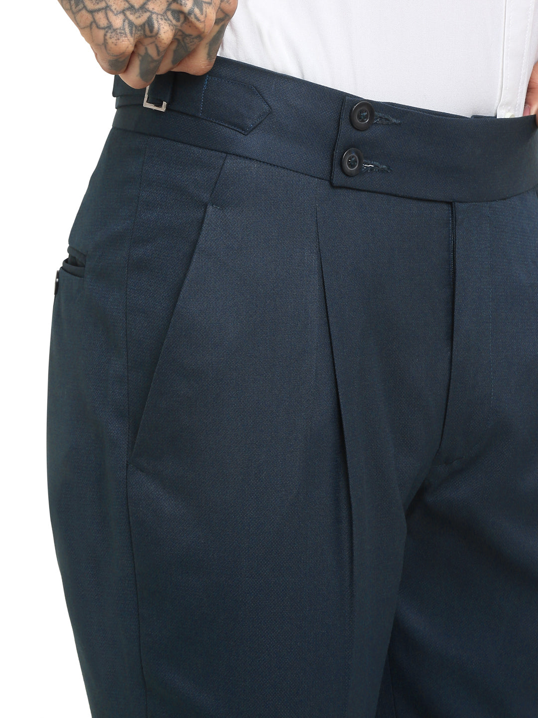 Italian Style Formal Gurkha Pant-NavyBlue